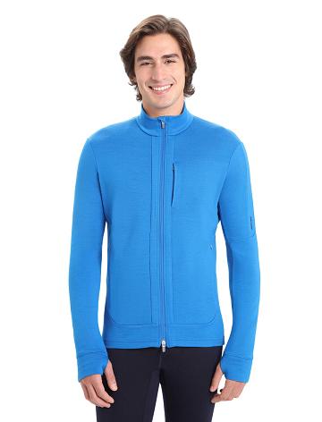 Men's Icebreaker Merino Quantum III Long Sleeve Zip Hoodie Lazurite | CA 1685XYUF